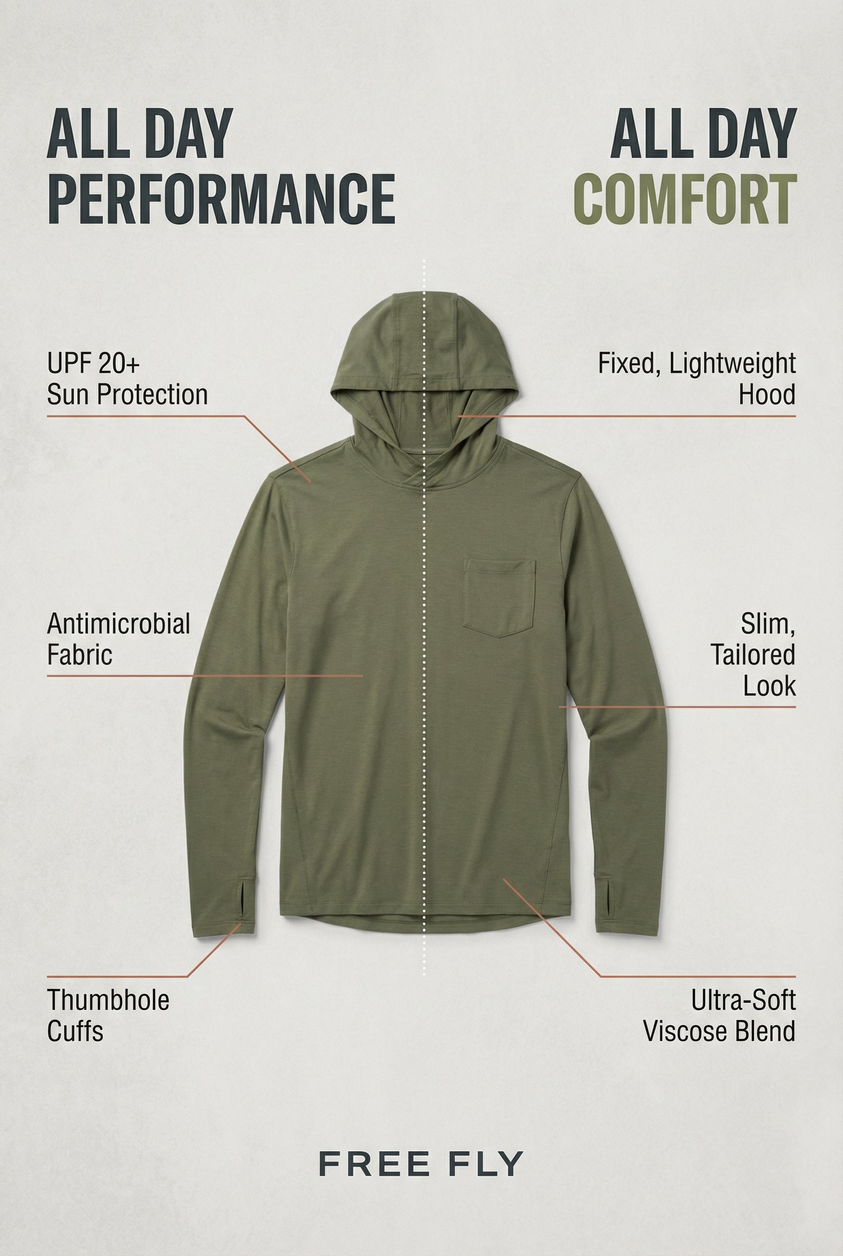 Free Fly Lightweight Hoodie Size ~Medium          Color~Island Palm